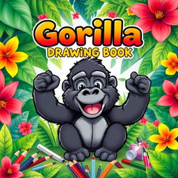 A striking and colorful cover design for a drawing book, sized 12