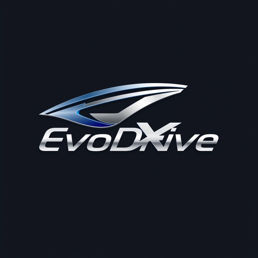 A sleek and modern logo design for the EvoDrive X1 car