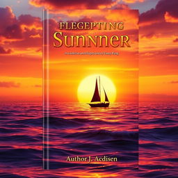An enchanting and visually striking book cover, set against a backdrop of a vibrant sunset over a tranquil ocean