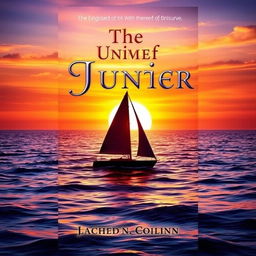 An enchanting and visually striking book cover, set against a backdrop of a vibrant sunset over a tranquil ocean