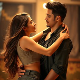 A passionate scene featuring a couple in an intimate embrace, showcasing the connection and chemistry between them