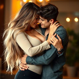 A passionate scene featuring a couple in an intimate embrace, showcasing the connection and chemistry between them