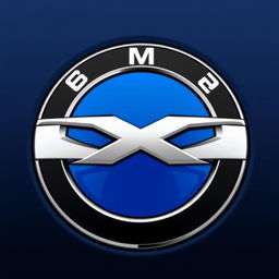 A sleek and modern logo for the EvoDrive X1 car, inspired by the design elements of the BMW logo