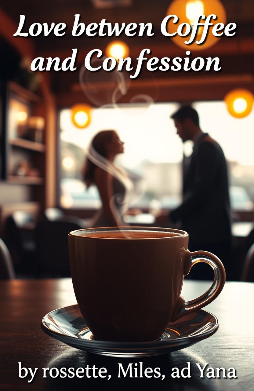 A cozy café scene, where a cup of coffee with heart-shaped steam rises above, symbolizing love and warmth