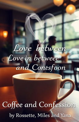 A cozy café scene, where a cup of coffee with heart-shaped steam rises above, symbolizing love and warmth
