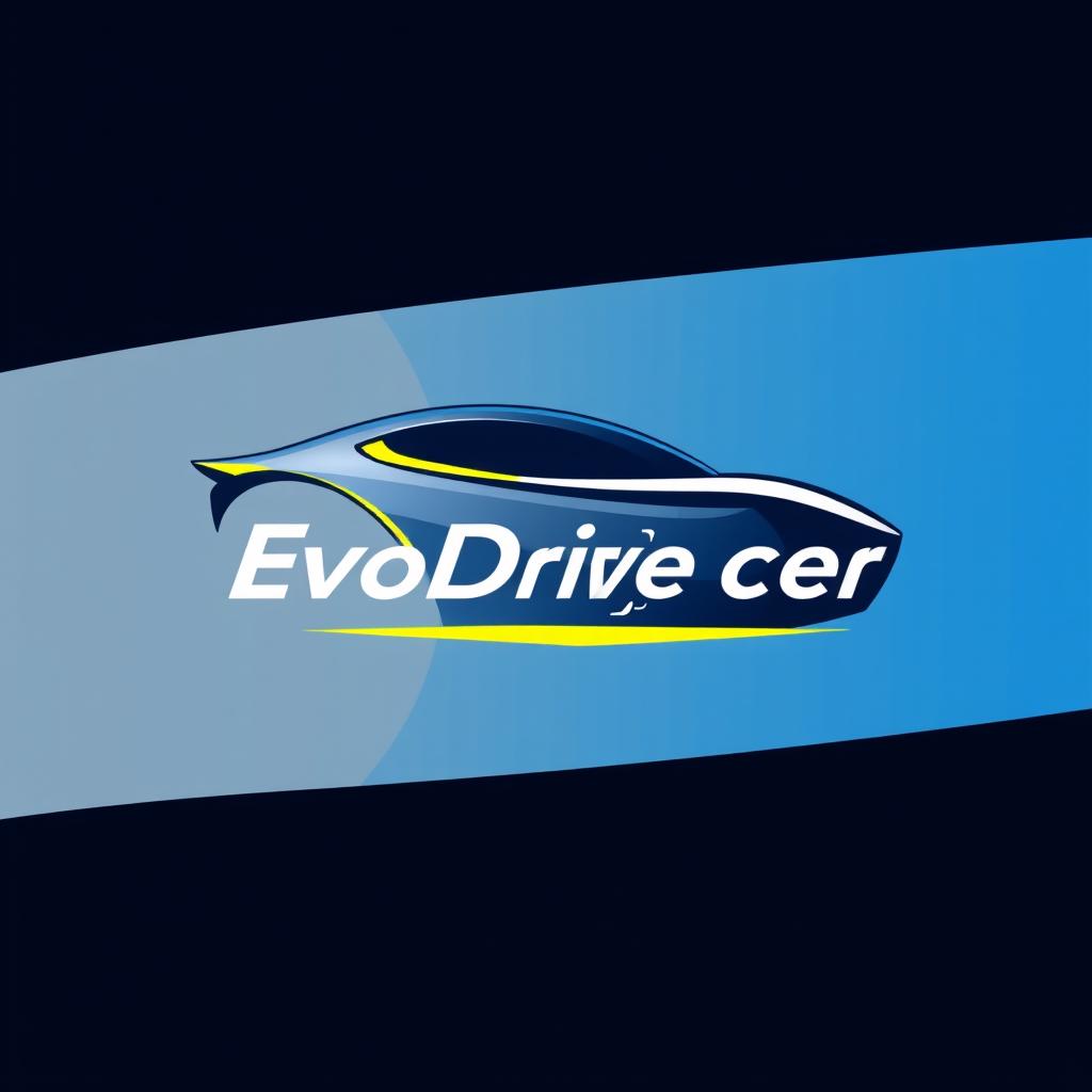 A sleek and modern logo design for the EvoDrive X1 car, prominently featuring a stylized representation of an 'imagine car' logo