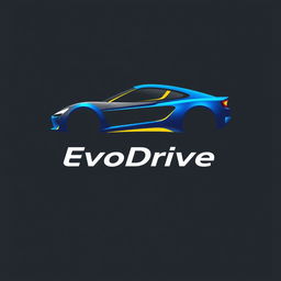 A sleek and modern logo design for the EvoDrive X1 car, featuring an imaginative and stylized representation of a car emblem