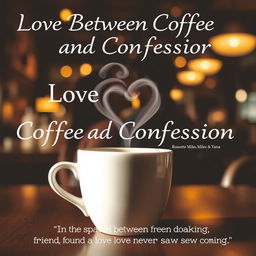 A cozy café scene capturing the warmth of love, featuring a cup of coffee with heart-shaped steam rising above it