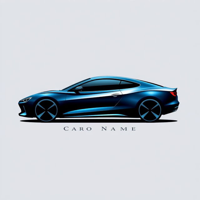 A sleek and modern logo design for a car manufacturer, featuring a stylized silhouette of a car in motion, accented with bold, dynamic lines to convey speed and innovation