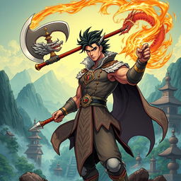 A visually striking illustration of Pendekar Kapak Naga Geni 212 from the beloved Indonesian comic 'Wiro Sableng