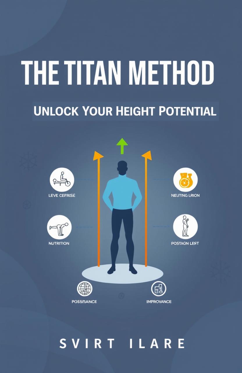 A sleek and modern book cover for 'The Titan Method: Unlock Your Height Potential'