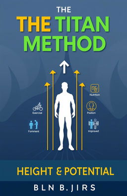 A sleek and modern book cover for 'The Titan Method: Unlock Your Height Potential'