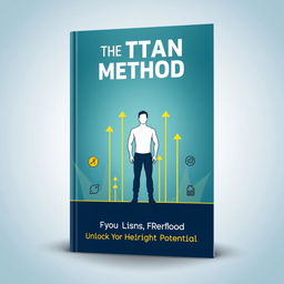 A sleek and modern book cover design for 'The Titan Method: Unlock Your Height Potential'
