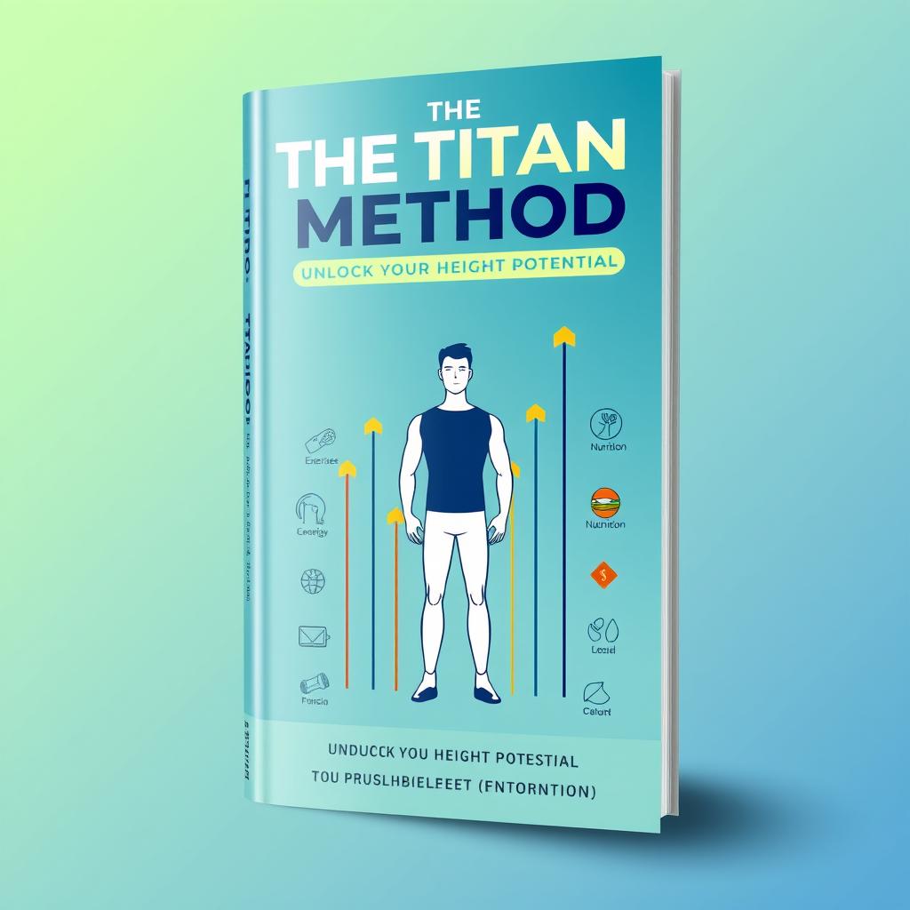 A sleek and modern book cover design for 'The Titan Method: Unlock Your Height Potential'