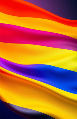 A vibrant and dynamic representation of the LGBT flag, showcasing its six horizontal stripes in bright colors: red, orange, yellow, green, blue, and purple