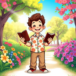 A whimsical little man, like previously described, holding a Bible in his hand