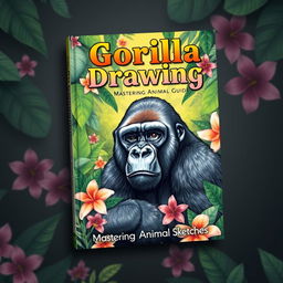 A vibrant and eye-catching book cover design for a drawing guide featuring a gorilla