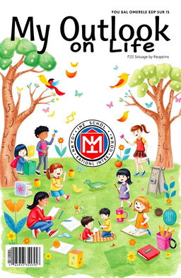A whimsical and playful magazine cover design, symbolizing 'My Outlook on Life