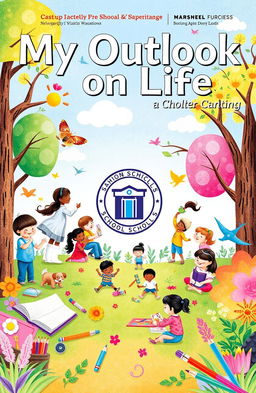 A whimsical and playful magazine cover design, symbolizing 'My Outlook on Life