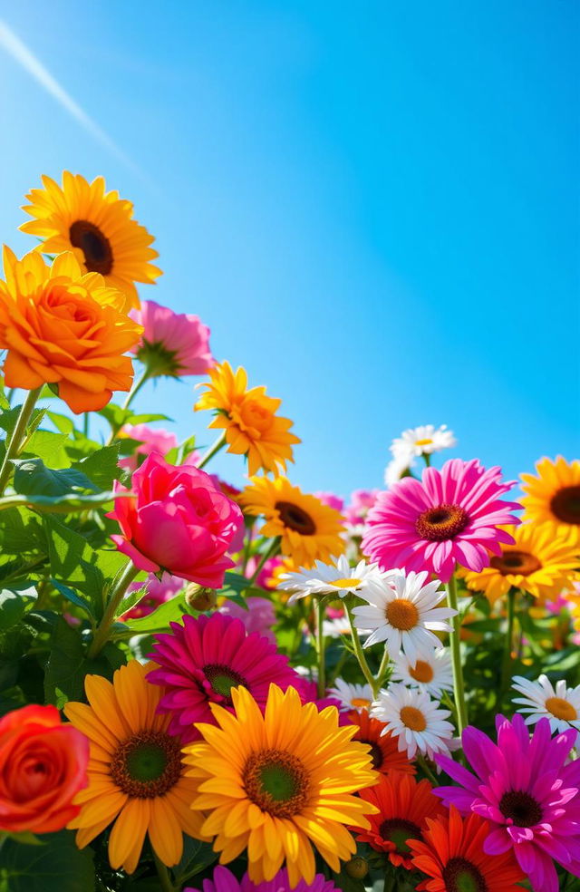 A beautiful arrangement of colorful flowers in a sunny garden