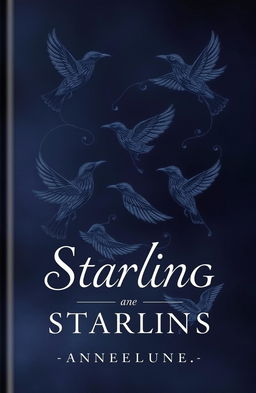 A moody book cover featuring intricate Starling motifs, beautifully balanced in composition