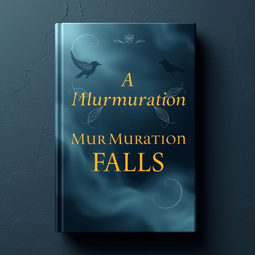 A moody book cover for "A Murmuration Falls" featuring cool tones, primarily deep blues and soft grays, creating a serene atmosphere