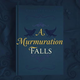A moody book cover for "A Murmuration Falls" featuring cool tones, primarily deep blues and soft grays, creating a serene atmosphere