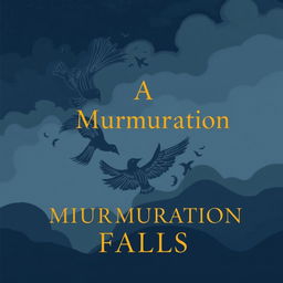 A moody book cover for "A Murmuration Falls" featuring a cool-toned color palette of deep blues, soft grays, and muted purples, creating a mysterious and atmospheric feel