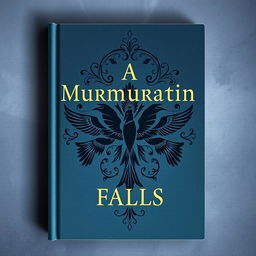 A moody book cover for "A Murmuration Falls" featuring a cool-toned color palette of deep blues, soft grays, and muted purples, creating a mysterious and atmospheric feel