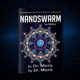 A captivating book cover design for 'Nanoswarm' by Dr