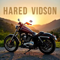 A stunning Harley Davidson motorcycle parked in a scenic landscape, showcasing its sleek design and chrome detailing