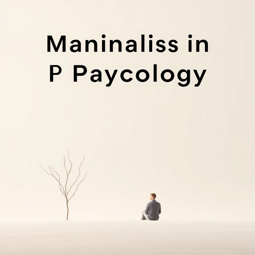 An artistic representation of minimalism in psychology, featuring a serene and peaceful landscape with a simple, sparse aesthetic