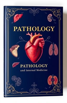 An intricately detailed cover for a medical book about pathology and internal medicine