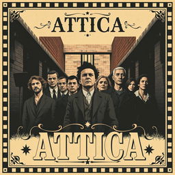 A vintage film poster design for a movie titled 'Attica', reflecting the classic aesthetic of earlier cinema