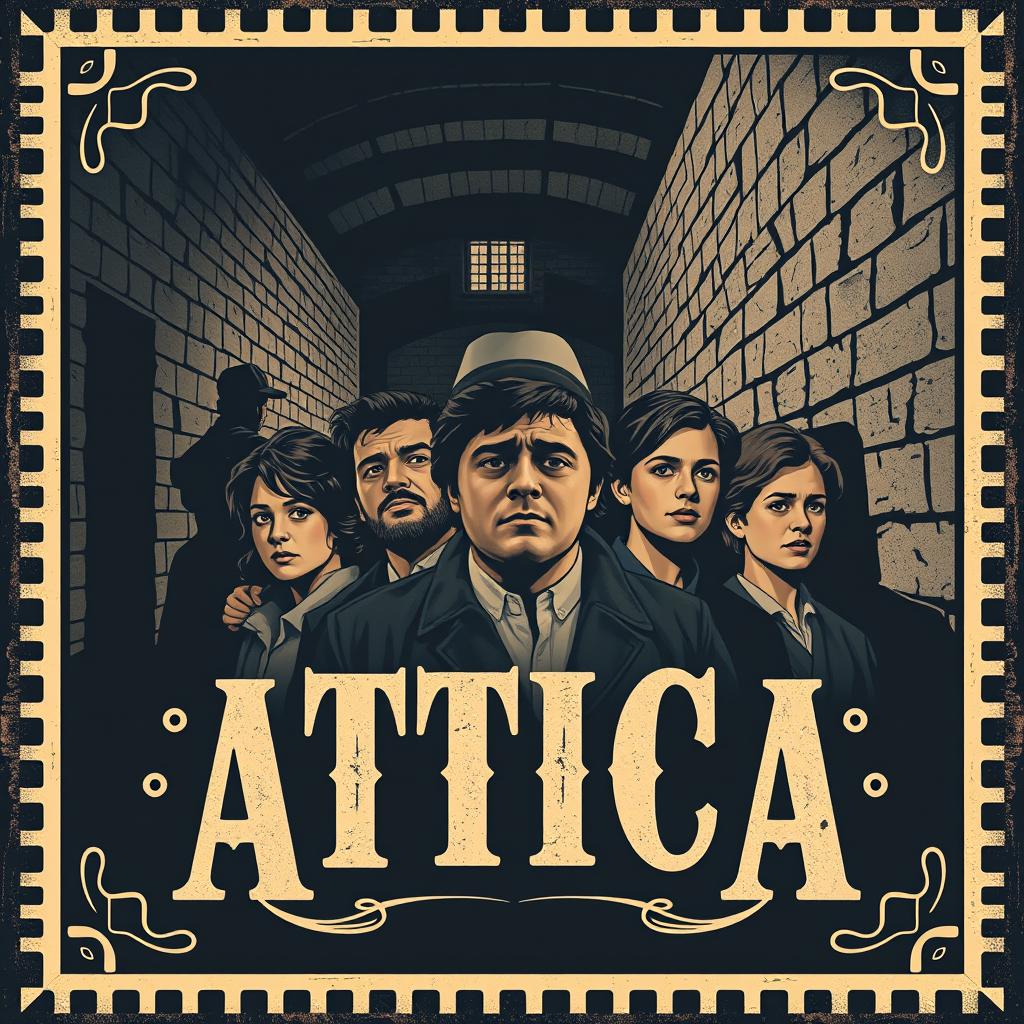 A vintage film poster design for a movie titled 'Attica', reflecting the classic aesthetic of earlier cinema