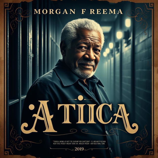 A vintage film poster for a fictional movie featuring Morgan Freeman, titled 'Attica'