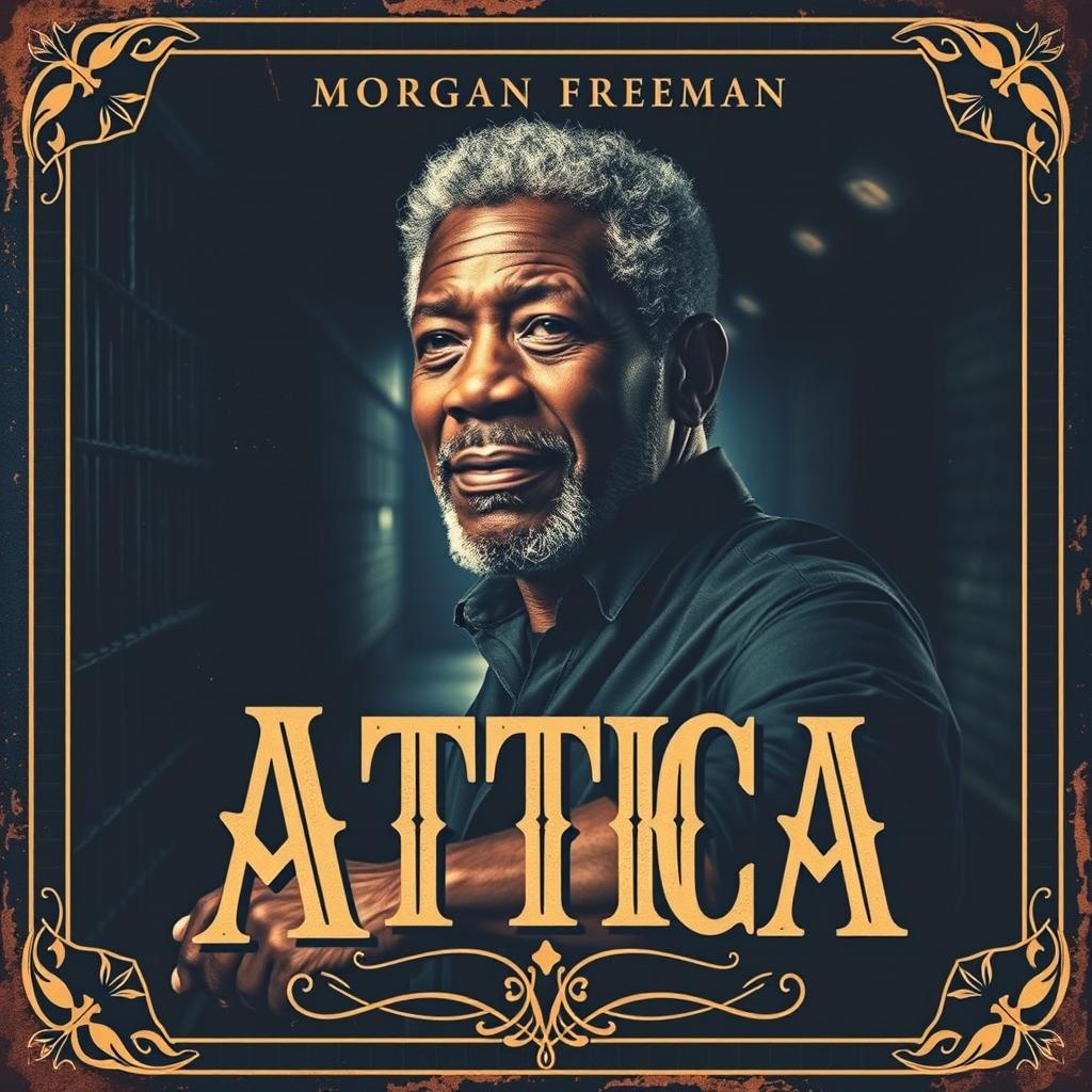 A vintage film poster for a fictional movie featuring Morgan Freeman, titled 'Attica'