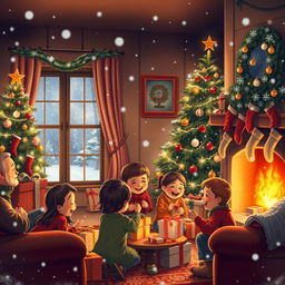 A charming scene depicting a classic Christmas tale, full of festive spirit and warmth