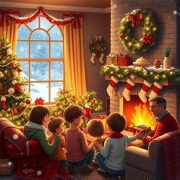 A charming scene depicting a classic Christmas tale, full of festive spirit and warmth