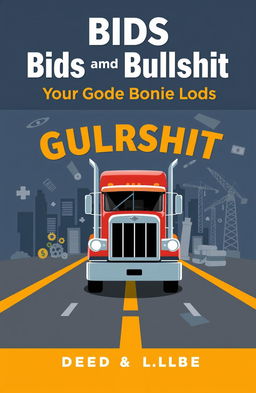 An enlightening and bold book cover design titled 'Bids and Bullshit: Your Guide to Government Loads', focusing on the trucking industry and government contracting