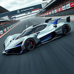 A futuristic hypercar designed specifically to withstand the grueling 24 Hours of Le Mans race