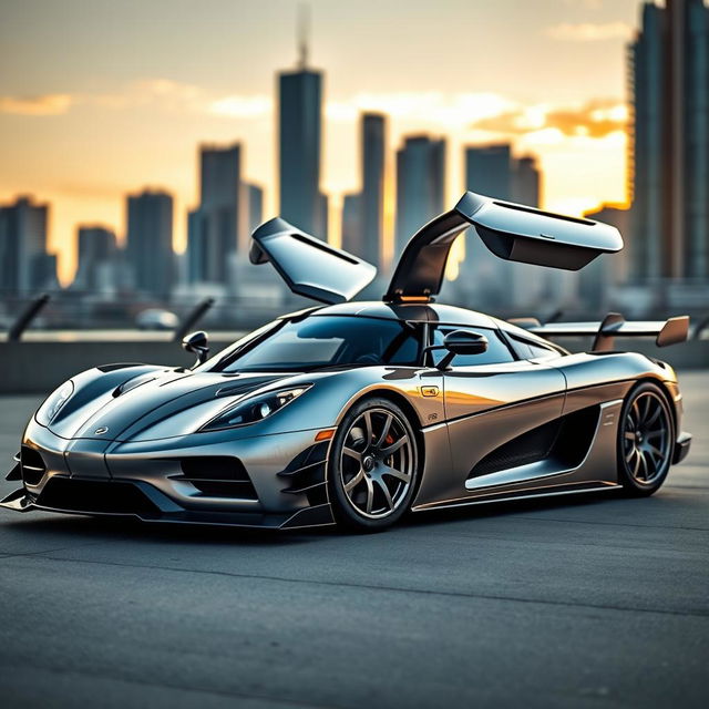 A stunning Koenigsegg Jesko hypercar showcased in a sleek urban environment