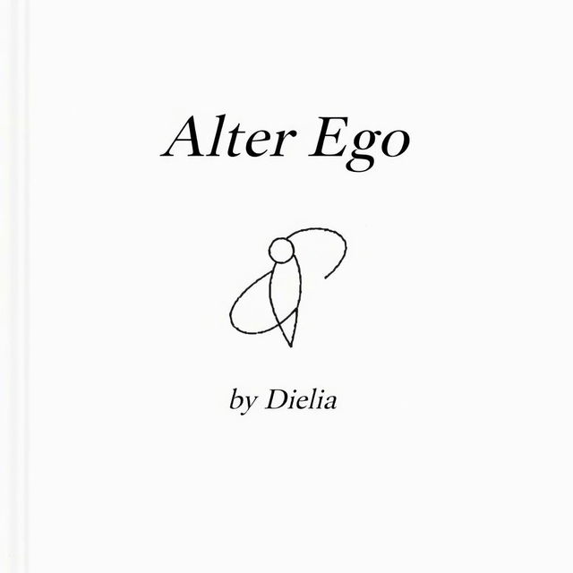 A minimalistic cover design for a poetry book titled 'Alter Ego' by Delia