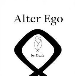 A minimalistic cover design for a poetry book titled 'Alter Ego' by Delia