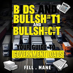 A provocative book cover design for 'Bids and Bullsh**t: Your Guide to Government Loads', tailored for an audience interested in the realities of government contracting