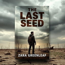 A captivating book cover design for 'The Last Seed' by Zara Greenleaf, set in a post-apocalyptic landscape