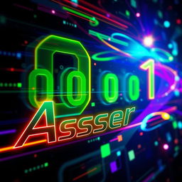 A vibrant and visually captivating digital art piece representing binary code, with glowing numbers transitioning smoothly from 0 to 1 against a dark, starry background