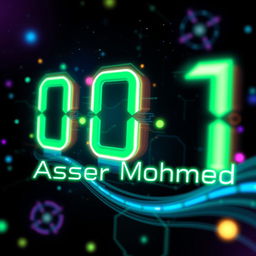 A vibrant and visually captivating digital art piece representing binary code, with glowing numbers transitioning smoothly from 0 to 1 against a dark, starry background