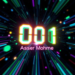 A vibrant and visually captivating digital art piece representing binary code, with glowing numbers transitioning smoothly from 0 to 1 against a dark, starry background