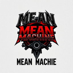 A bold and striking logo for a hard rock band named 'Mean Machine', featuring sharp, aggressive lettering that evokes a sense of power and energy